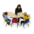 Golden Oak Adjustable Kidney Table (36" x 72")